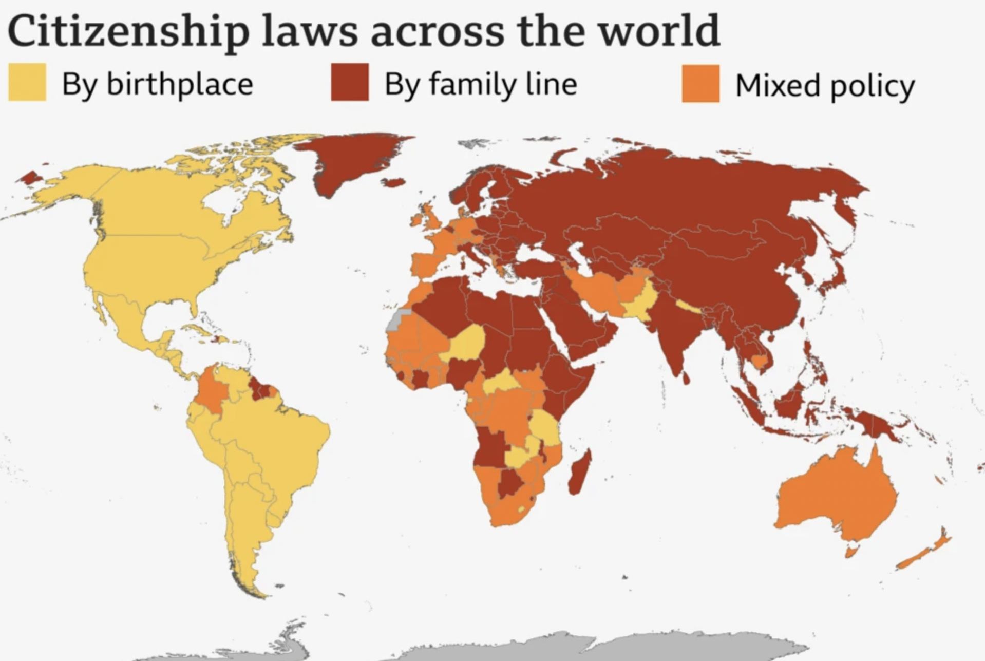 Jus Sanguinis and Jus Soli Map